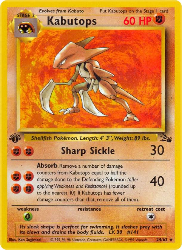 Kabutops (24) - Fossil (FO) 1st Edition