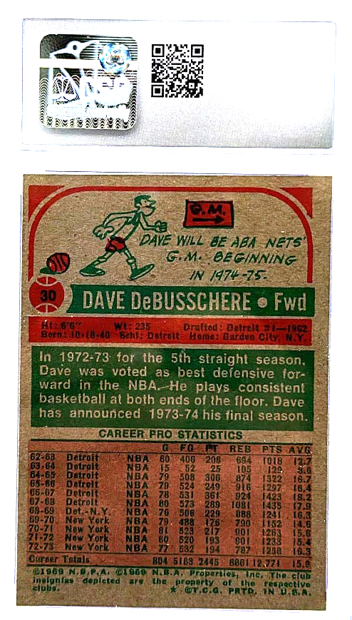 1973-74 Topps - Dave Debusschere 30 - CSG CGC 6.5