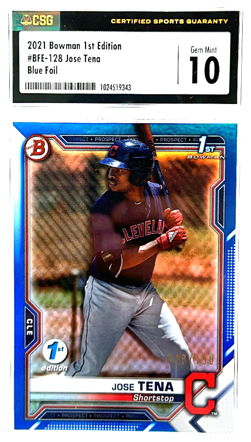 2021 Bowman 1st Edition - Jose Tena BFE-128 - Blue Foil /150 - CSG CGC 10