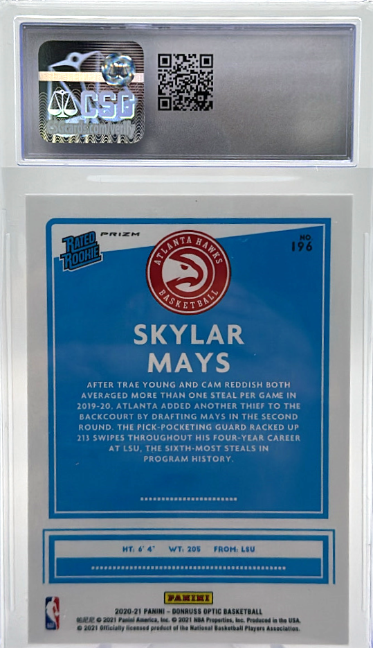 2020-21 Donruss Optic - Skylar Mays 196 - Phonton - CSG CGC 8.5