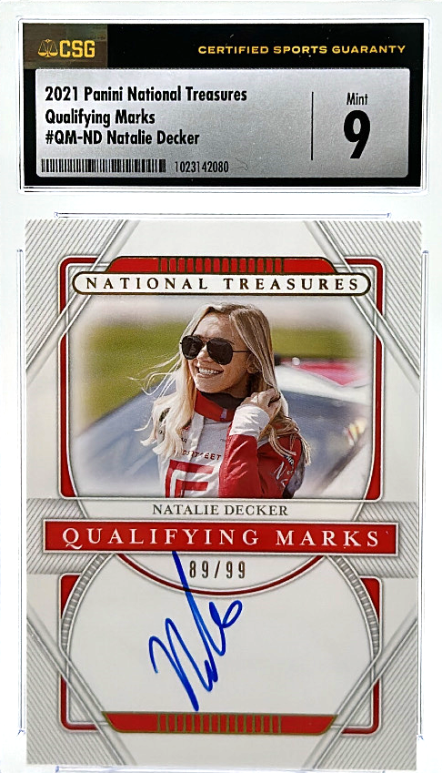 2021 Panini National Treasures - Natalie Decker QM-ND - Qualifying Marks /99 - CSG CGC 9 / 10