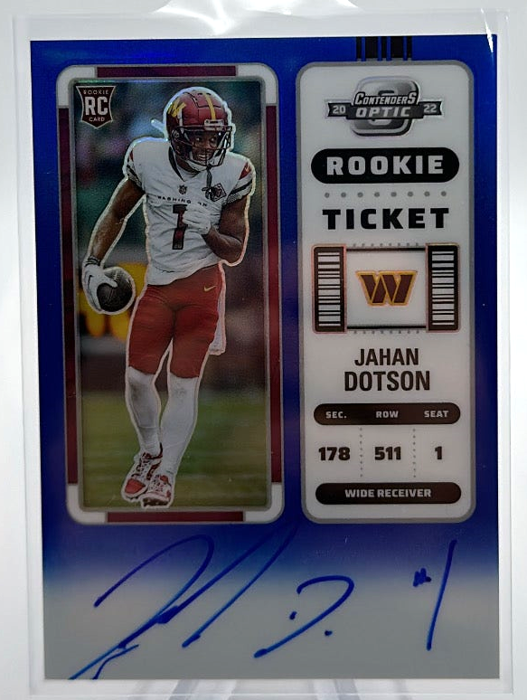 2022 Panini Contenders Optic Football - Jahan Dotson 121 - Blue /75 Auto