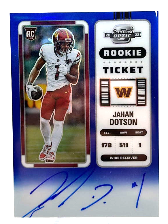 2022 Panini Contenders Optic Football - Jahan Dotson 121 - Blue /75 Auto