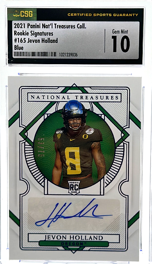 2021 Panini National Treasures Collegiate - Jevon Holland 165 - Blue /75 - CSG CGC 10 / 9