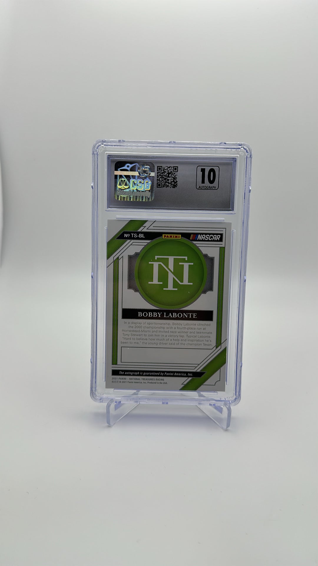 2021 Panini National Treasures - Bobby Labonte TS-BL - Trackside Signatures Gold /10 - CSG CGC 9.5 / 10