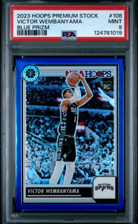 2023 Panini Hoops Premium Stock - Victor Wembanyama 108 - Blue /120 - PSA 9