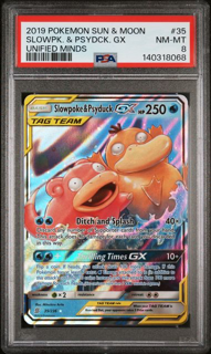 Slowpoke & Psyduck GX 35/236 - Unified Minds - 2019 Pokemon - PSA 8