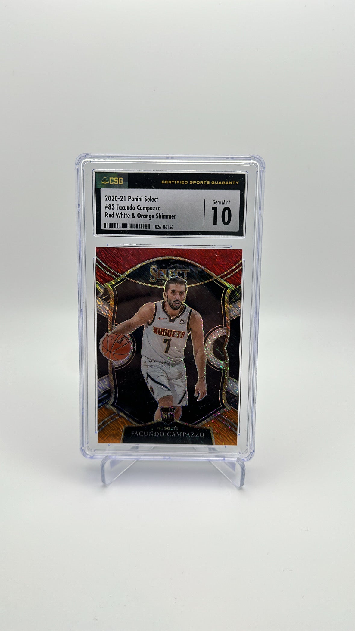2020-21 Panini Select - Facundo Campazzo 83 - Red White and Orange Shimmer - CSG CGC 10