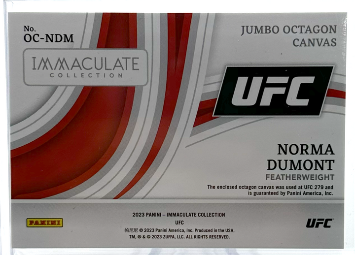 2023 Panini Immaculate UFC - Norma Dumont OC-NDM - Jumbo Octagon canvas /25