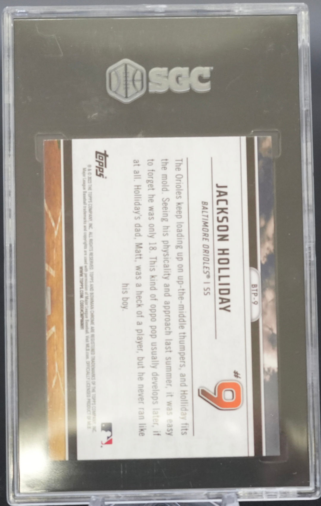 2023 Topps Bowman - Jackson Holliday BTP-9 - Scouts Top 100 - SGC 9