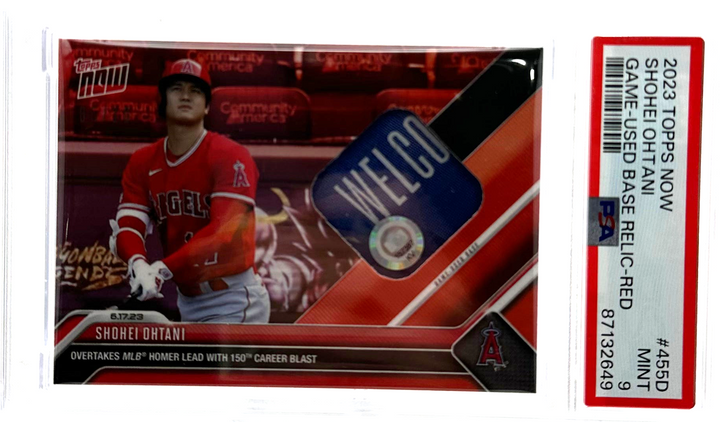 2023 Topps Now Baseball - Shohei Ohtani 455D - Game Used Base Relic Red /10 - PSA 9