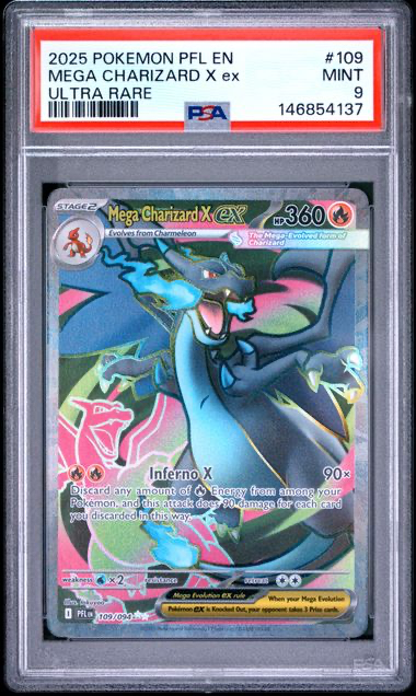 Mega Charizard X ex 109/094 - Phantasmal Flames - 2025 Pokemon - PSA 9