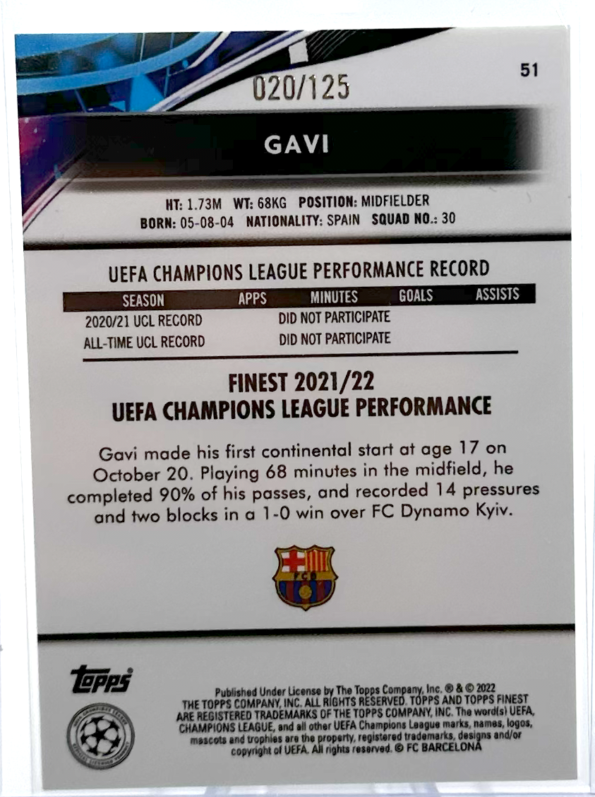 2021-22 Topps UEFA Champions League Performance Soccer - Gavi 51 - Purple /125