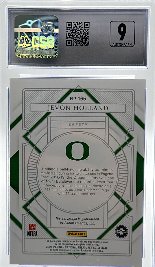 2021 Panini National Treasures Collegiate - Jevon Holland 165 - Blue /75 - CSG CGC 10 / 9