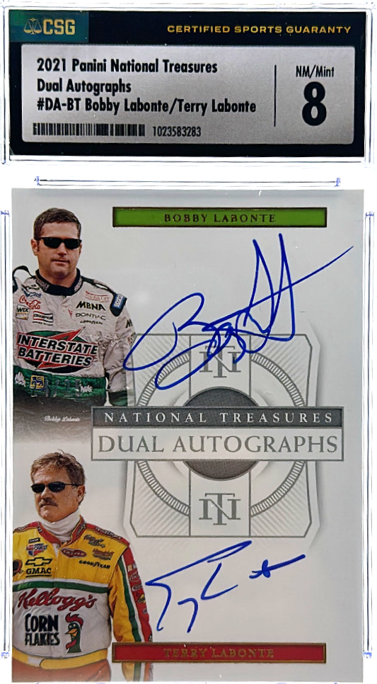 2021 Panini National Treasures - Bobby Labonte / Terry Labonte  - Dual Autographs - CSG CGC 8 / 10