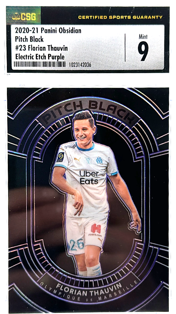 2020-21 Panini Obsidian - Florian Thauvin 23 - Electric Etch Purple /60 - CSG CGC 9