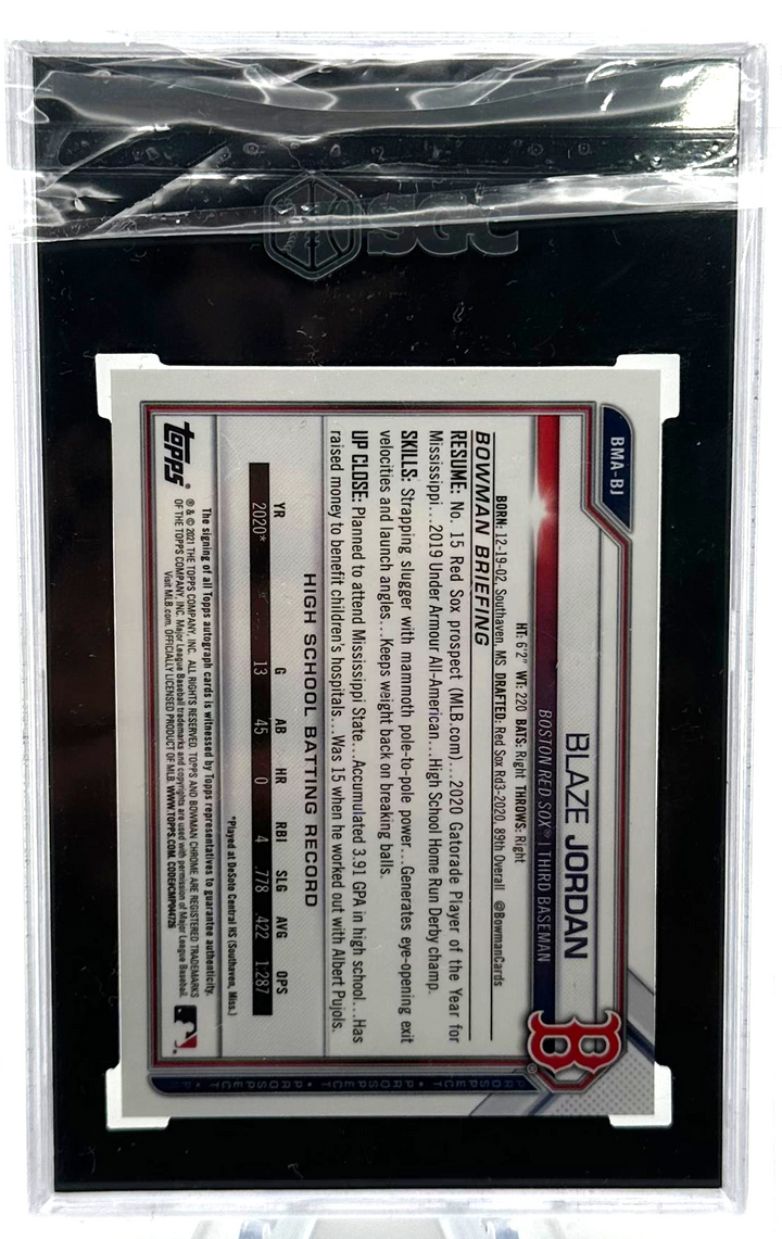 2021 Topps Bowman Chrome Mega - Blaze Jordan BMA-BJ - Mega Auto - SGC 10 / 10