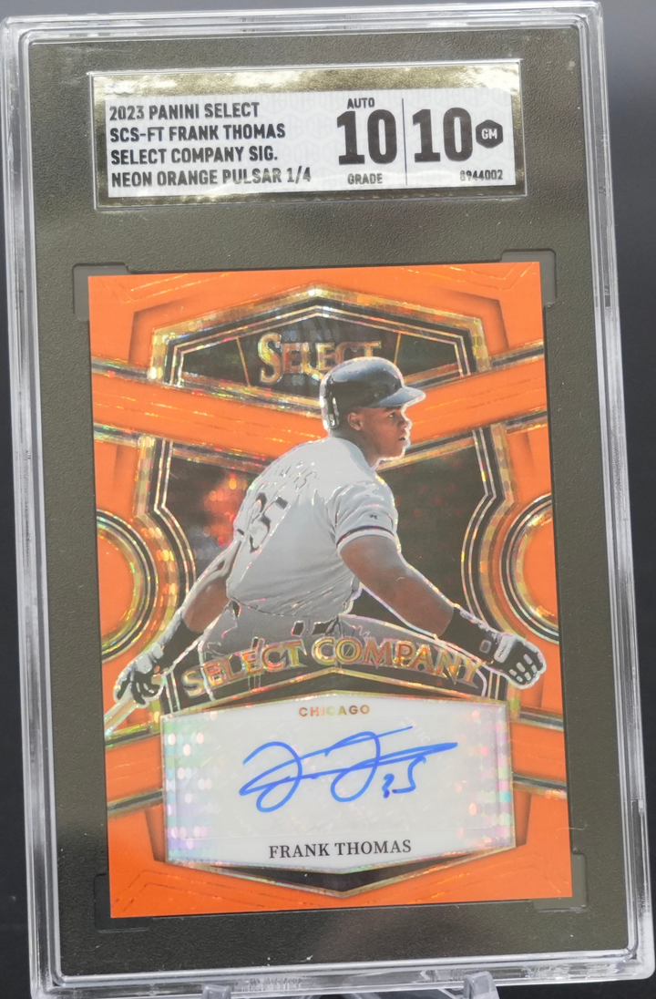 2023 Panini Select - Frank Thomas SCS-FT - Company Sig Neon Orange Pulsar /4 - SGC 10 / 10