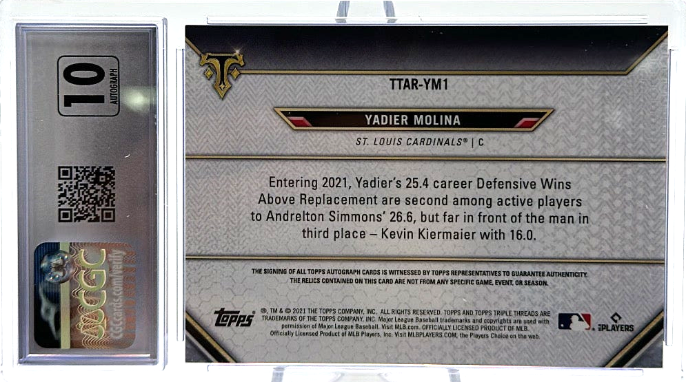 2021 Topps Triple Threads - Yadier Molina TTAR-YM1 - Amethyst /18 - CSG 9.5 / 10