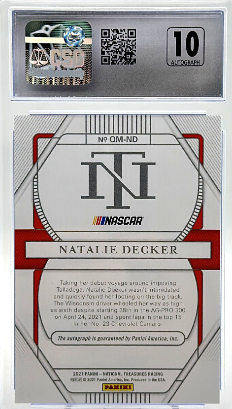 2021 Panini National Treasures - Natalie Decker QM-ND - Qualifying Marks /99 - CSG CGC 9 / 10