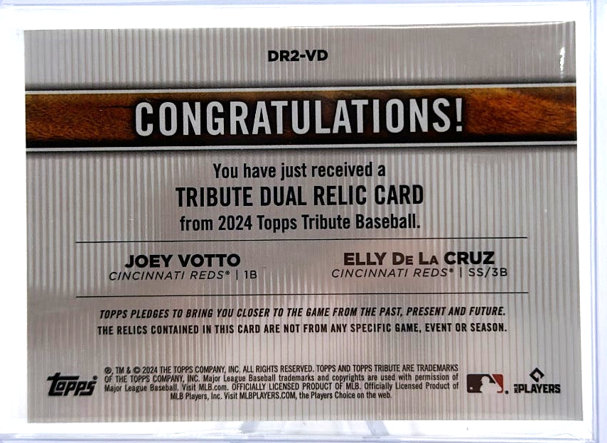 2024 Topps Tribute - Joey Votto Elly De La Cruz DR2-VD - Dual Relic  /179