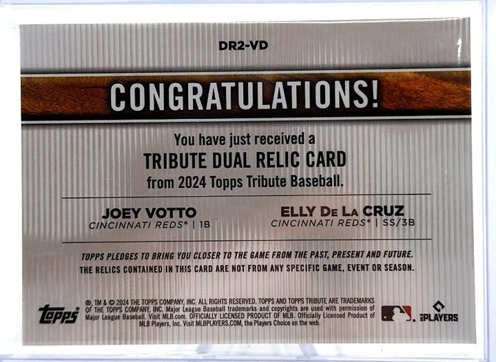 2024 Topps Tribute - Joey Votto Elly De La Cruz DR2-VD - Dual Relic  /179