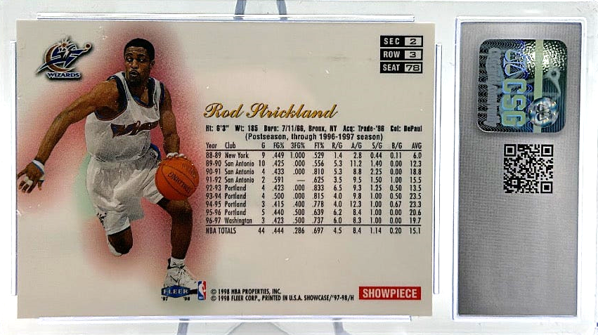 1997-98 Fleer Flair Showcase - Rod Strickland 78 - Row 3 - CSG CGC 9