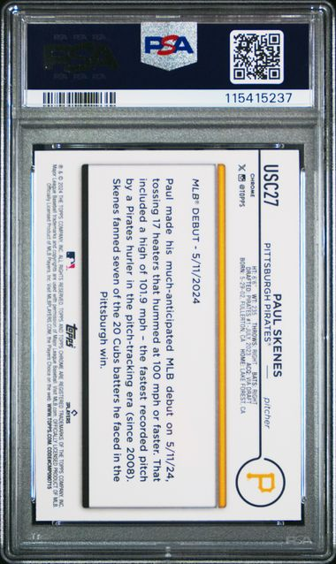 2024 Topps Chrome Update - Paul Skenes #USC27 - Raywave Refractor - PSA 10