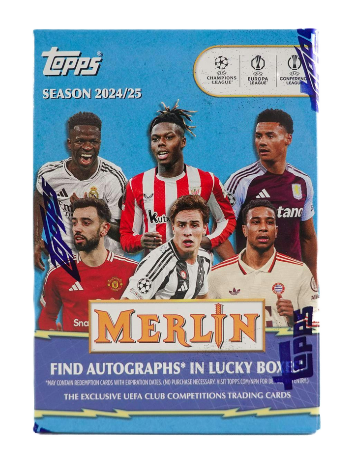2024-25 Topps Chrome Merlin UEFA Club Competitions Soccer 7-Pack Blaster Box