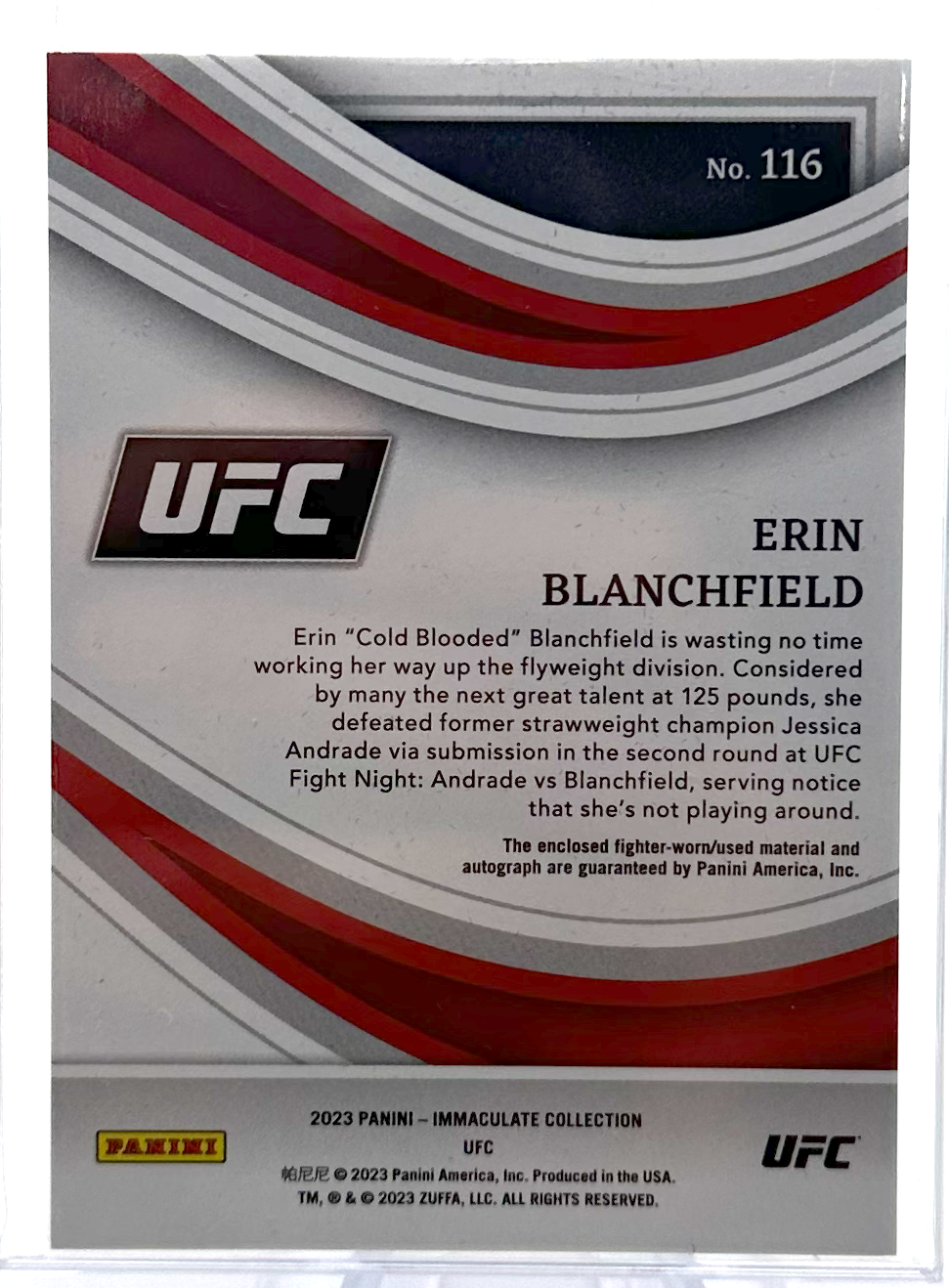 2023 Panini Immaculate UFC - Erin Blanchfield 116 - RPA /99