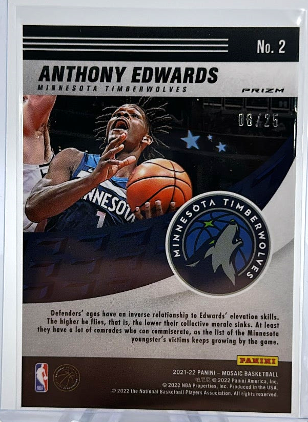 2021-22 Panini Mosaic Basketball - Anthony Edwards 2 - Orange Mosaic /25