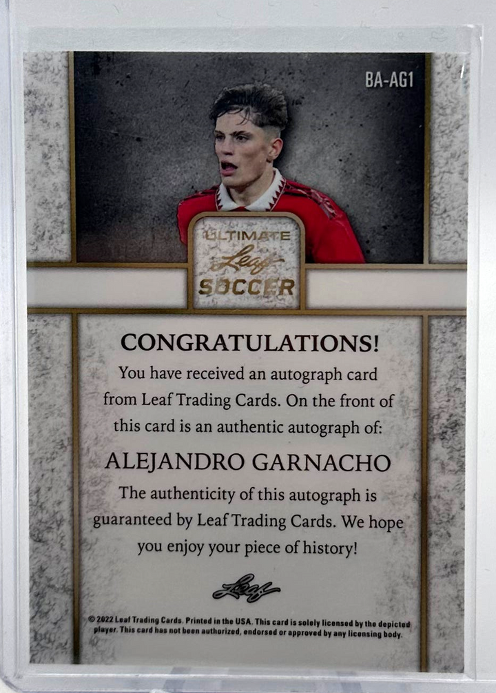 2022 Leaf Ultimate Soccer - Alejandro Garnacho BA-AG1 - Silver /10