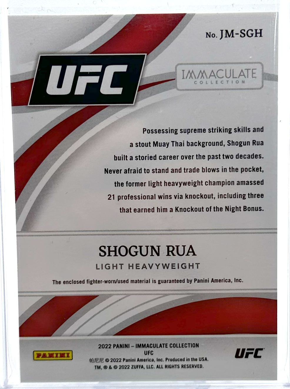 2022 Panini Immaculate UFC - Shogun Rua JM-SGH - Training Shorts /6