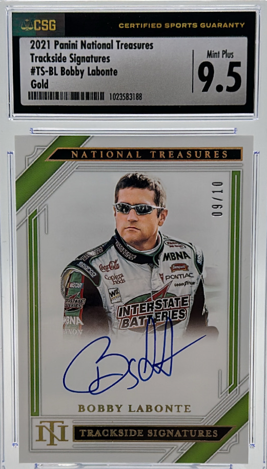 2021 Panini National Treasures - Bobby Labonte TS-BL - Trackside Signatures Gold /10 - CSG CGC 9.5 / 10