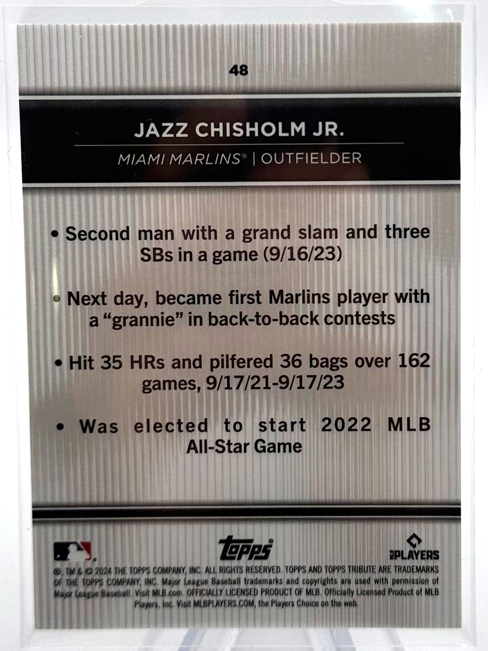 2024 Topps Tribute - Jazz Chisholm JR. 48 - Orange Base /25