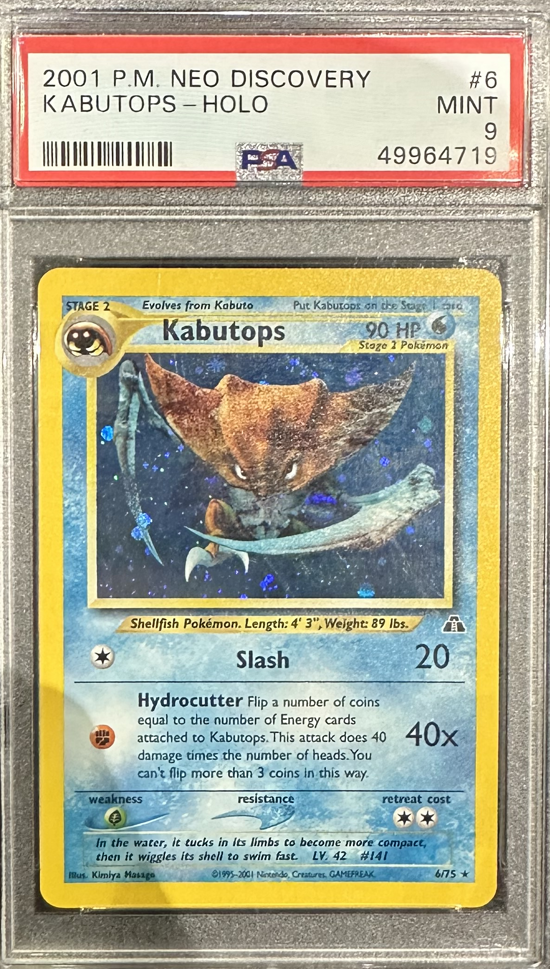 Kabutops 6/75 Neo Discovery - 2001 Pokemon - PSA 9