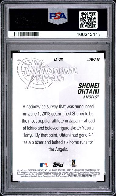 2018 Topps Update Series - Shohei Ohtani #IA-23 - An International Affair - PSA 7