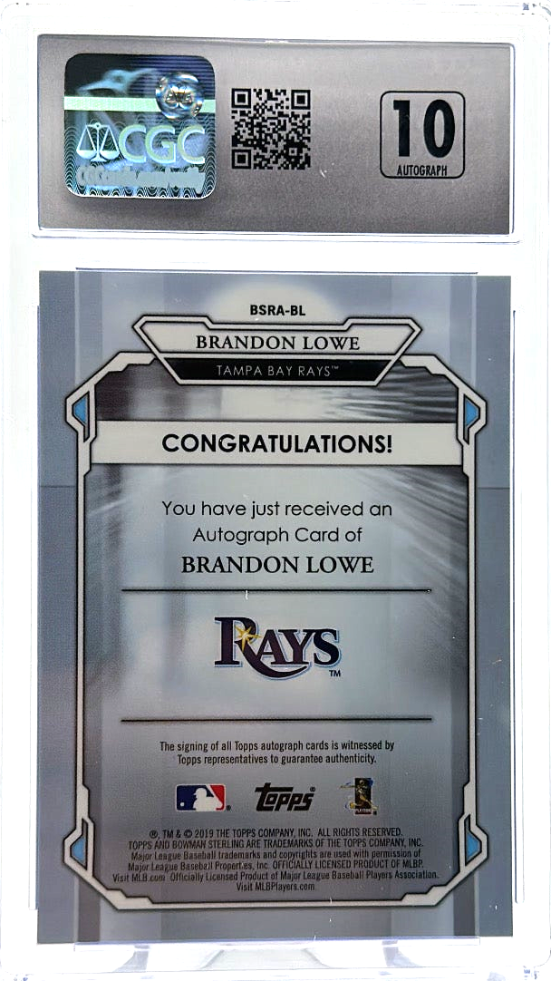 2019 Bowman Sterling - Brandon Lowe BSRA-BL - Blue Refractor /25 - CSG 9.5 /10