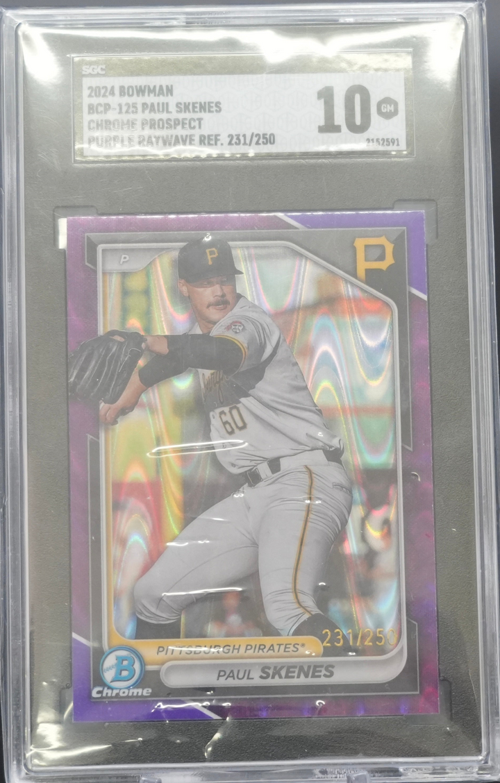 2024 Topps Bowman - Paul Skenes BCP-125 - Purple Raywave Refractor /250 - SGC 10