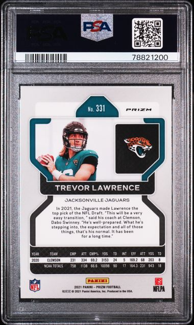 2021 Panini Prizm Football - Trevor Lawrence Rookie Orange Disco Parallel - PSA 9