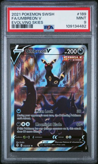 Umbreon V 189/203 Alternate Art Secret Evolving Skies - 2021 Pokemon - PSA 9