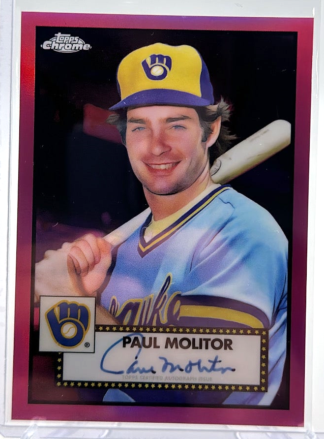 2021 Topps Chrome Baseball Platinum Anniversary - Paul Molitor PA-PM  - Pink Auto /15