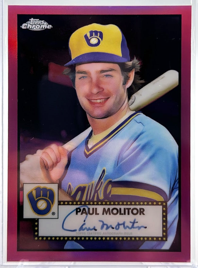 2021 Topps Chrome Baseball Platinum Anniversary - Paul Molitor PA-PM  - Pink Auto /15