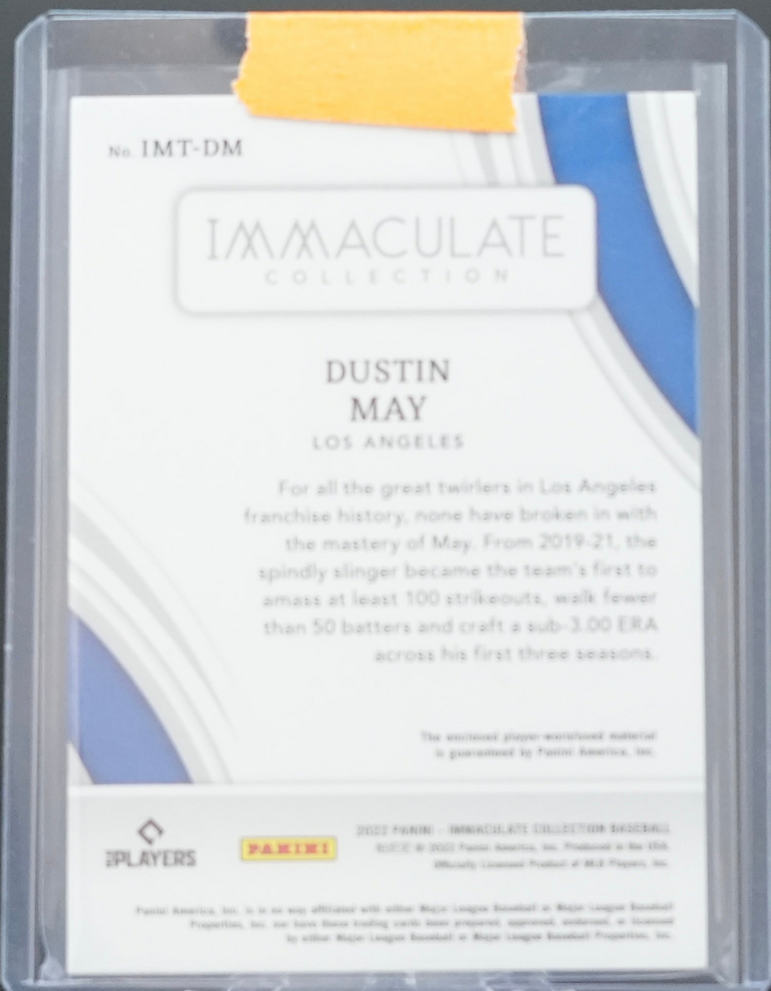 2022 Panini Immaculate Baseball - Dustin May IMT-DM - Triple Patch /99