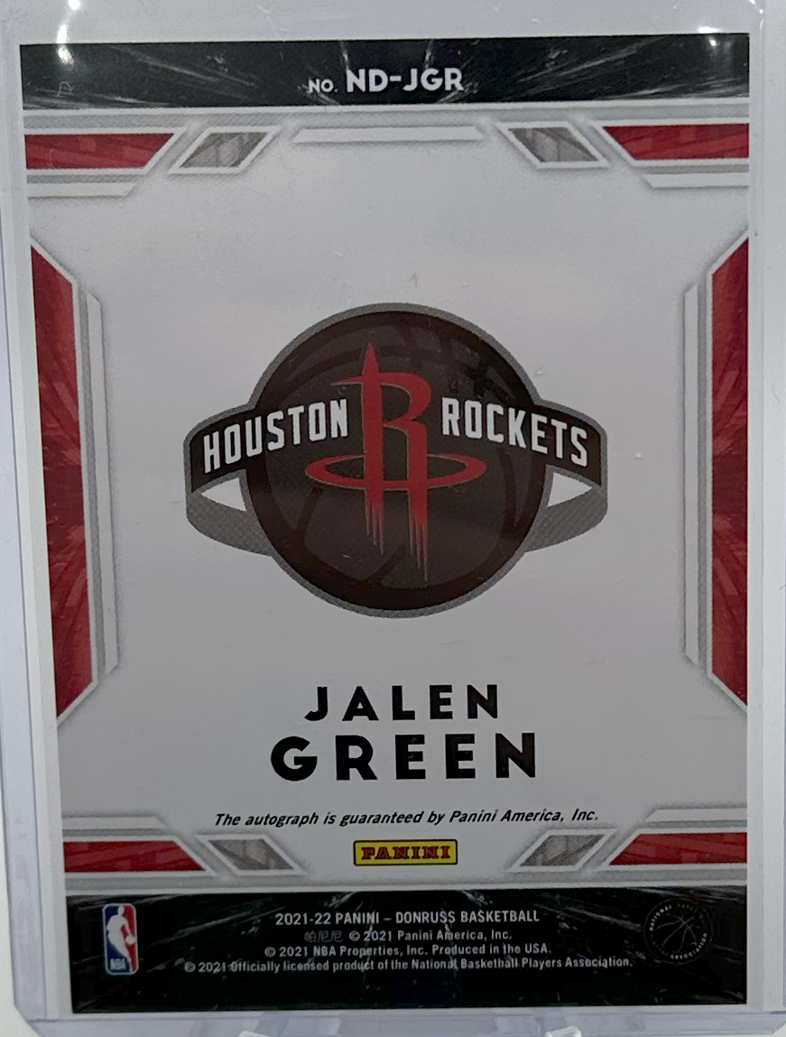 2021-22 Panini Donruss Basketball - Jalen Green ND-JGR - Next Day Autograph