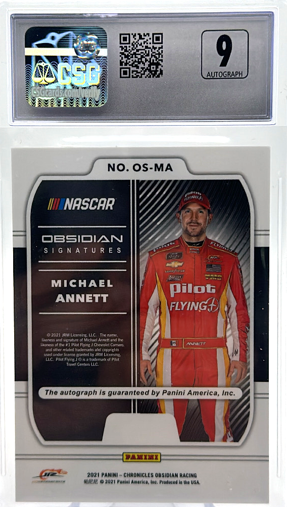 2020 Panini Chronicles Nascar - Michael Annett OS-MA - Obsidian Signatures - CSG CGC 8.5 / 9