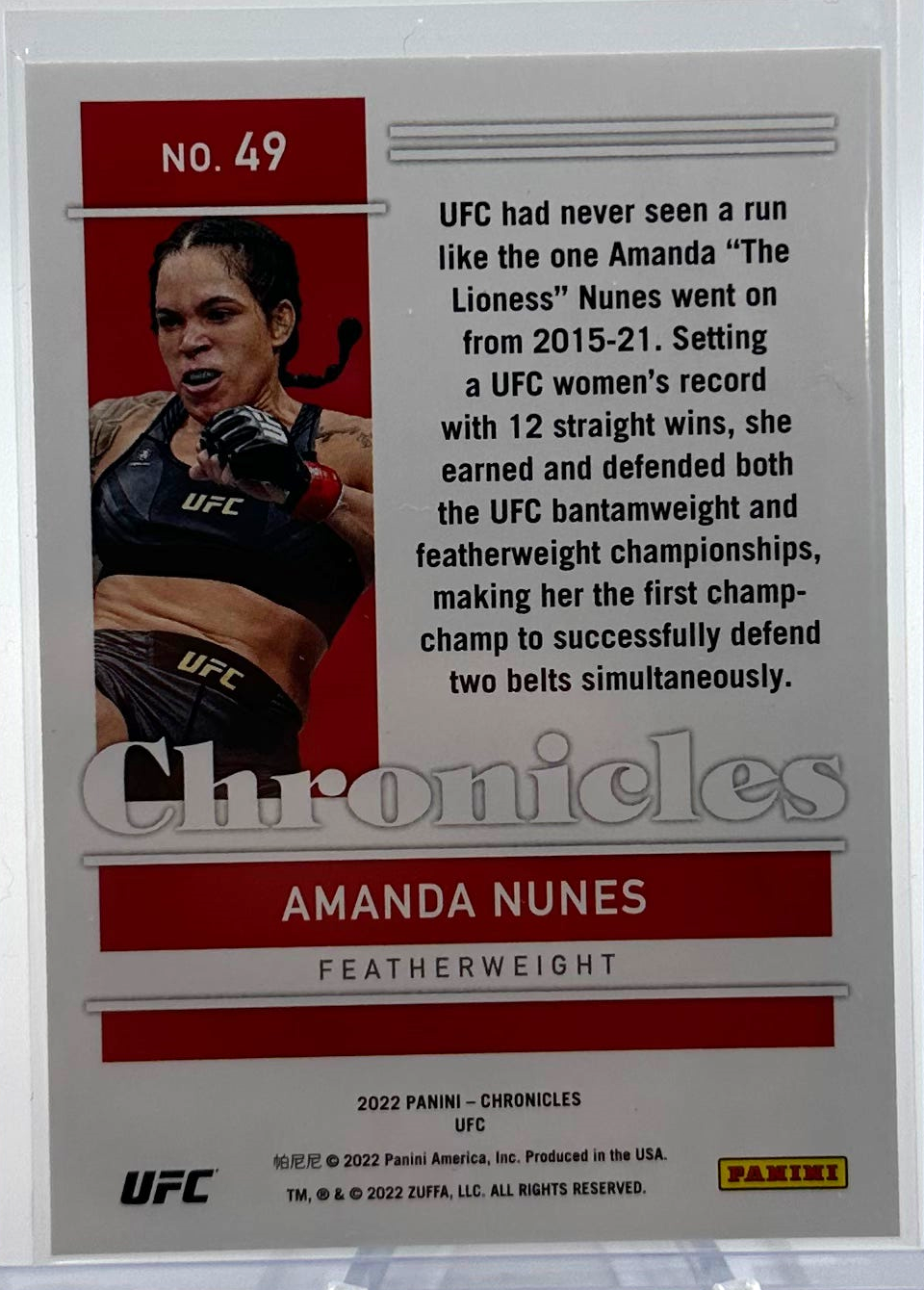 2022 Panini Chronicles UFC - Amanda Nunes 49 - Gold /10