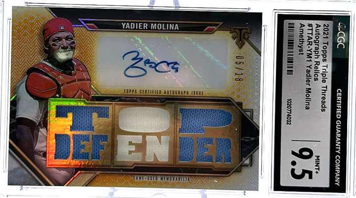 2021 Topps Triple Threads - Yadier Molina TTAR-YM1 - Amethyst /18 - CSG 9.5 / 10