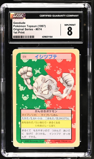 Geodude 074 Topsun 1st Print Blue Back - 1997 Pokemon - CGC 8