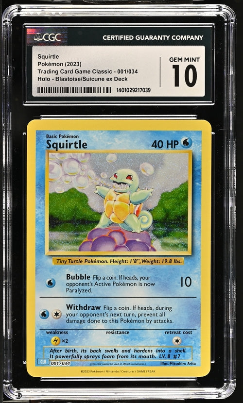 Squirtle 001/034 Trading Card Game Classic - CLV, CLC, CLB  Blastoise & Suicune ex Deck CLB - 2023 Pokemon - CGC  10